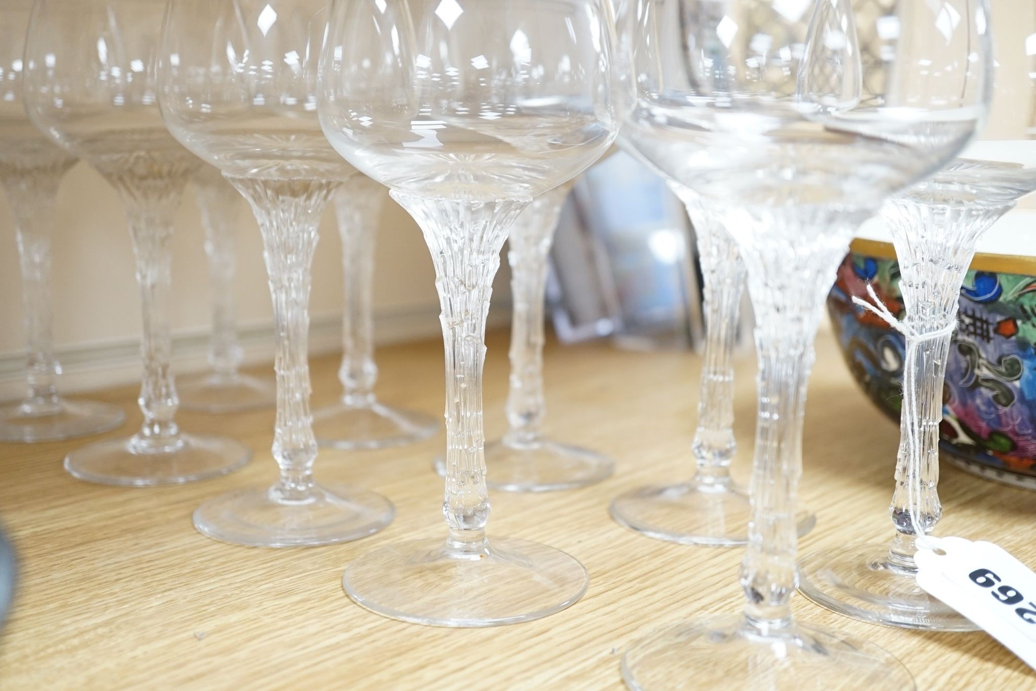 Ten Rosenthal Studio-Line split pattern wine glasses, 17.5 cms high.